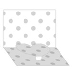 Polka Dots - Light Gray on White Heart Bottom 3D Greeting Card (7x5)