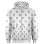 Polka Dots - Silver Gray on White Men s Zipper Hoodie