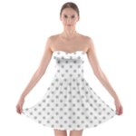 Polka Dots - Silver Gray on White Strapless Bra Top Dress