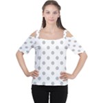 Polka Dots - Silver Gray on White Women s Cutout Shoulder Tee