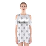 Polka Dots - Silver Gray on White Women s Cutout Shoulder Dress