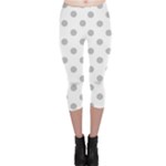 Polka Dots - Silver Gray on White Capri Leggings