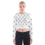 Polka Dots - Silver Gray on White Women s Cropped Sweatshirt
