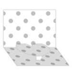 Polka Dots - Silver Gray on White Heart Bottom 3D Greeting Card (7x5)
