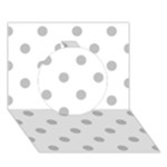 Polka Dots - Silver Gray on White Circle 3D Greeting Card (7x5)