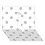 Polka Dots - Silver Gray on White Ribbon 3D Greeting Card (7x5)