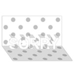 Polka Dots - Silver Gray on White SORRY 3D Greeting Card (8x4)