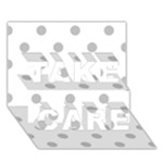 Polka Dots - Silver Gray on White TAKE CARE 3D Greeting Card (7x5)