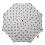 Polka Dots - Silver Gray on White Hook Handle Umbrella (Medium)