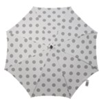 Polka Dots - Silver Gray on White Hook Handle Umbrella (Large)