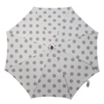 Polka Dots - Silver Gray on White Hook Handle Umbrella (Small)