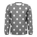 Polka Dots - White on Gray Men s Long Sleeve T-shirt