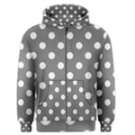 Polka Dots - White on Gray Men s Zipper Hoodie