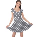 Polka Dots - White on Gray Cap Sleeve Dress