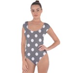 Polka Dots - White on Gray Short Sleeve Leotard (Ladies)