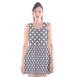 Polka Dots - White on Gray Scoop Neck Skater Dress