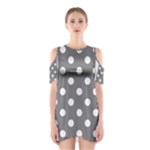 Polka Dots - White on Gray Women s Cutout Shoulder Dress