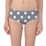 Polka Dots - White on Gray Mid-Waist Bikini Bottoms