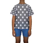 Polka Dots - White on Gray Kid s Short Sleeve Swimwear