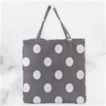 Polka Dots - White on Gray Grocery Tote Bag
