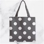 Polka Dots - White on Gray Zipper Grocery Tote Bag