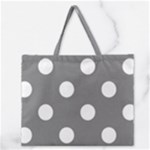 Polka Dots - White on Gray Zipper Large Tote Bag