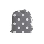 Polka Dots - White on Gray Drawstring Pouch (M)