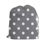 Polka Dots - White on Gray Drawstring Pouch (XXl)