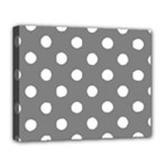 Polka Dots - White on Gray Deluxe Canvas 20  x 16  (Stretched)