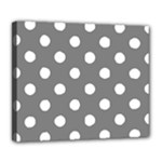 Polka Dots - White on Gray Deluxe Canvas 24  x 20  (Stretched)