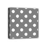 Polka Dots - White on Gray Mini Canvas 4  x 4  (Stretched)
