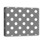Polka Dots - White on Gray Canvas 10  x 8  (Stretched)