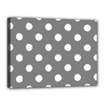 Polka Dots - White on Gray Canvas 16  x 12  (Stretched)