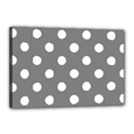 Polka Dots - White on Gray Canvas 18  x 12  (Stretched)