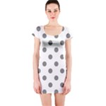 Polka Dots - Gray on White Short Sleeve Bodycon Dress