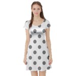 Polka Dots - Gray on White Short Sleeve Skater Dress