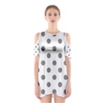 Polka Dots - Gray on White Women s Cutout Shoulder Dress
