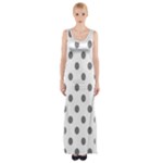 Polka Dots - Gray on White Maxi Thigh Split Dress