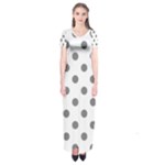Polka Dots - Gray on White Short Sleeve Maxi Dress