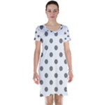Polka Dots - Gray on White Short Sleeve Nightdress