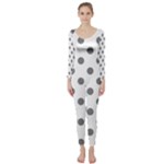 Polka Dots - Gray on White Long Sleeve Catsuit