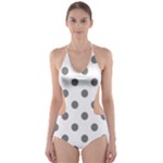 Polka Dots - Gray on White Cut-Out One Piece Swimsuit