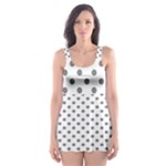 Polka Dots - Gray on White Skater Dress Swimsuit