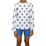 Polka Dots - Gray on White Kid s Long Sleeve Swimwear