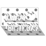 Polka Dots - Gray on White Happy Birthday 3D Greeting Card (8x4)