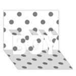 Polka Dots - Gray on White BOY 3D Greeting Card (7x5)