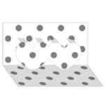 Polka Dots - Gray on White Twin Hearts 3D Greeting Card (8x4)