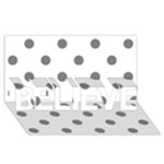 Polka Dots - Gray on White BELIEVE 3D Greeting Card (8x4)