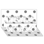 Polka Dots - Gray on White Merry Xmas 3D Greeting Card (8x4)