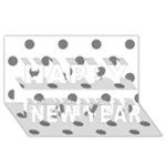 Polka Dots - Gray on White Happy New Year 3D Greeting Card (8x4)